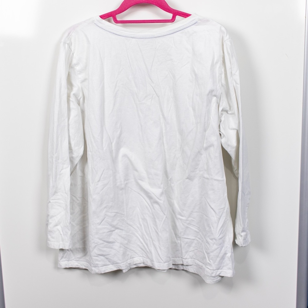 Avenue 3/4 Sleeve White T-Shirt Top - Picture 2 of 8